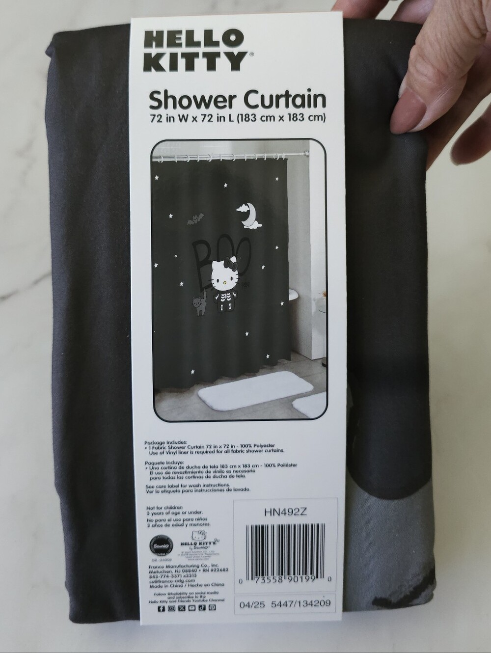 Brand New Hello Kitty Halloween Skelwton Shower Curtain - Picture 3 of 6